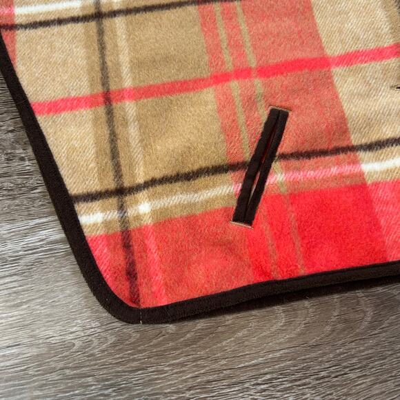 Janie & Jack Baby Plaid Cape Jacket 6–12 Months Red Tan Gold Button Fall Layer - Picture 2 of 8